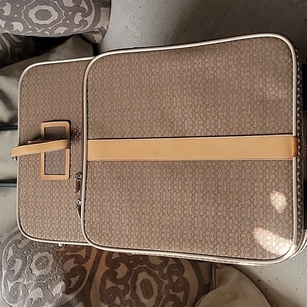 Coach Signaturr Khaki Ballistic Rolling Wheel Luggage Suitcase